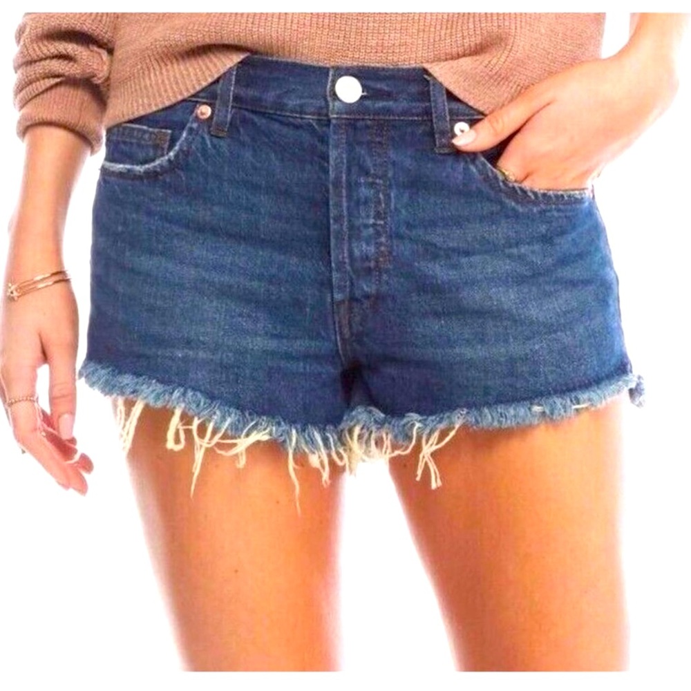 We The Free Ocean Blue Soft & Relaxed Cutoff Frayed Denim Short Size 31